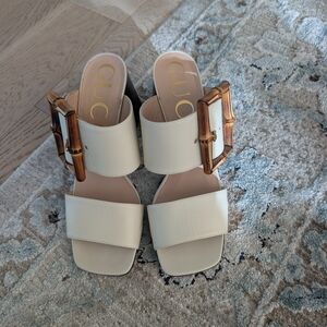 Gucci Women's Cream Mules with Bamboo Accent